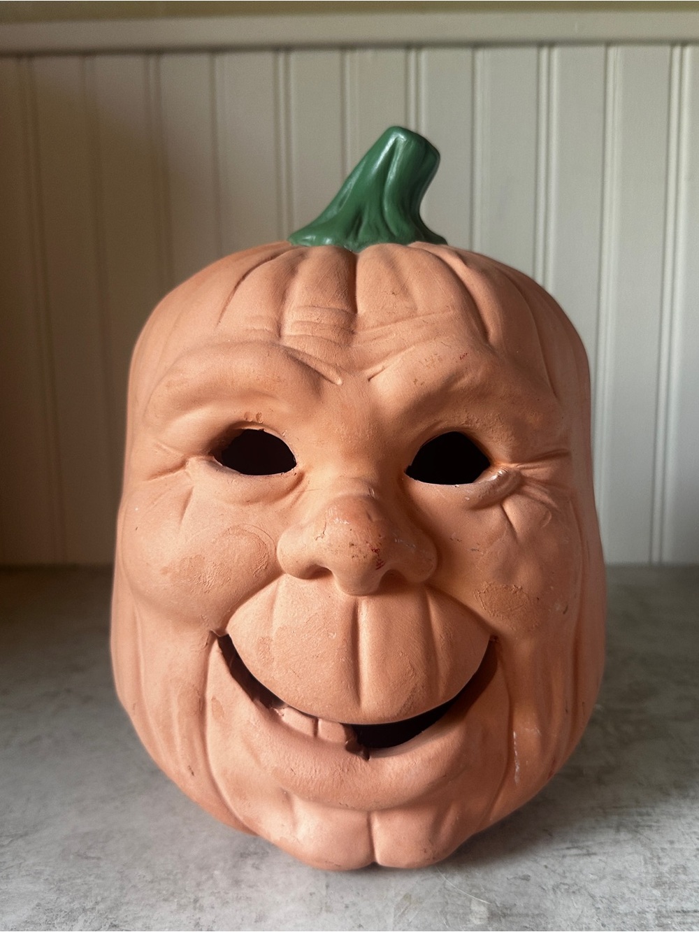 Vintage Halloween Ceramic 1988 SCIOTO Pumpkin Mold Jack-O-Lantern Face Decor